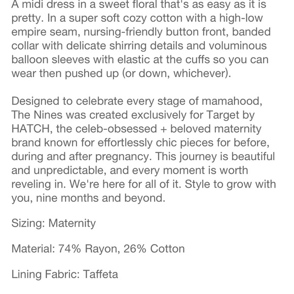 NWT The Nines by HATCH 3/4 sleeves button front poplin Maternity dress size M - Picture 4 of 12